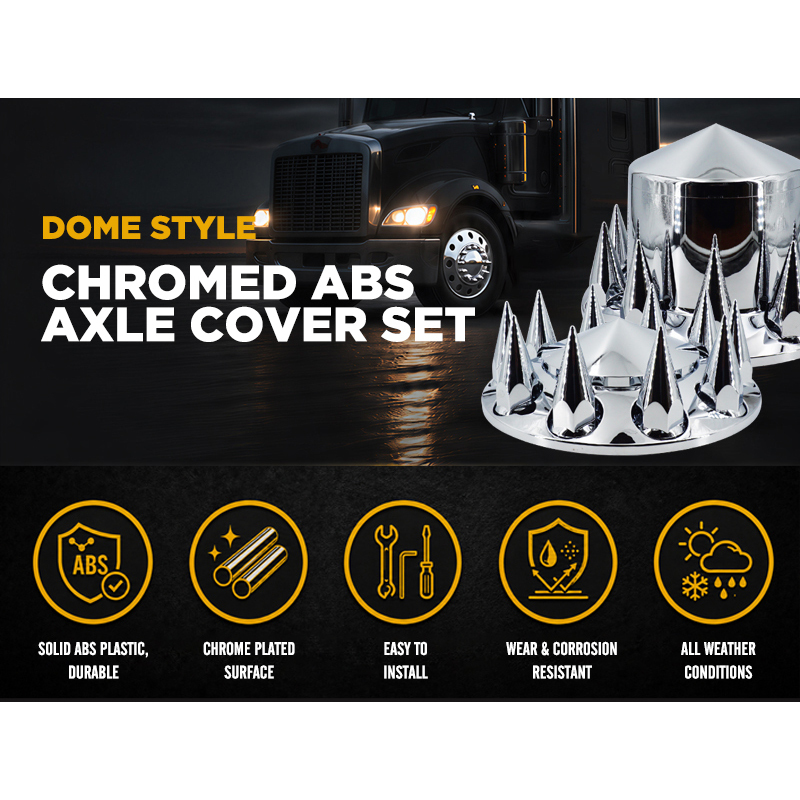 Chrome ABS Complete Axle Cover Set Dome Style