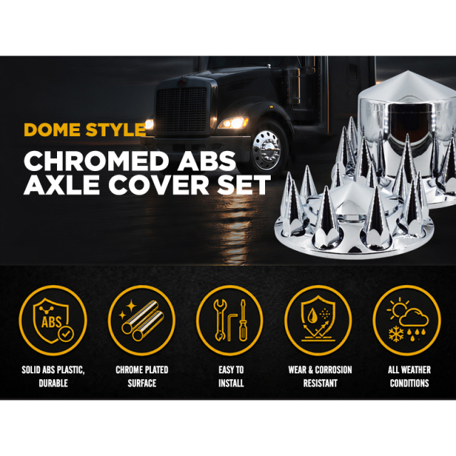 Chrome ABS Complete Axle Cover Set Dome Style