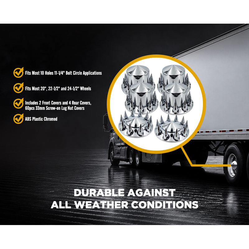 Chrome ABS Complete Axle Cover Set Dome Style