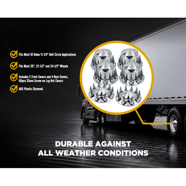 Chrome ABS Complete Axle Cover Set Dome Style