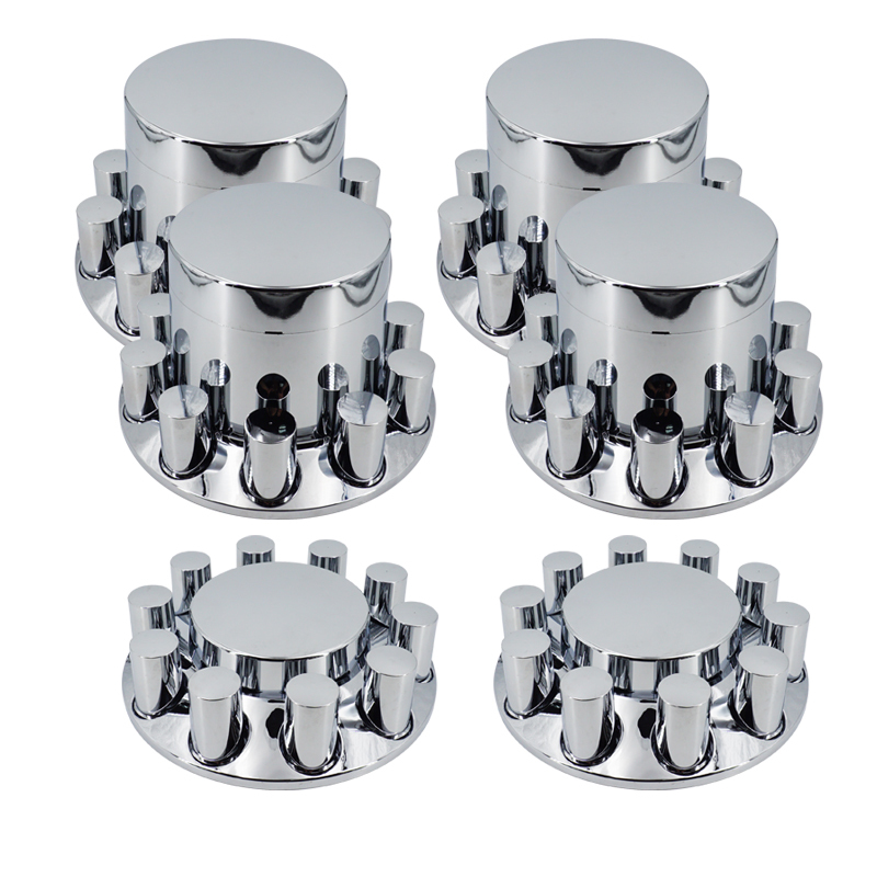 Chrome ABS Complete Axle Cover Set Flat Top Style
