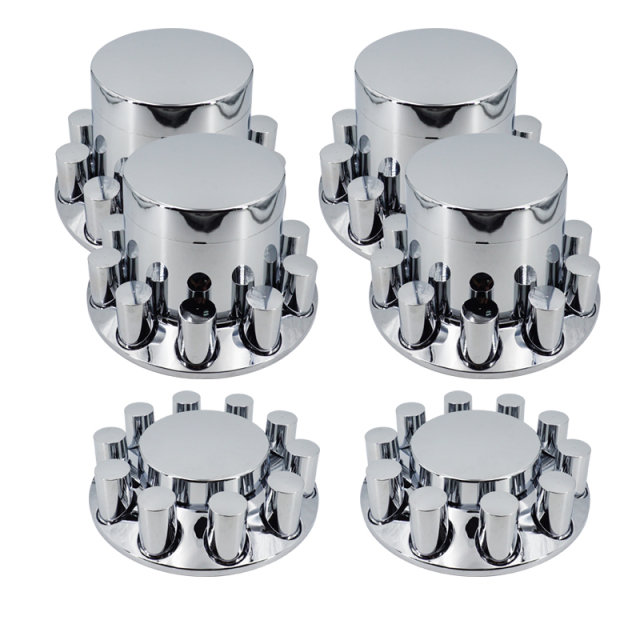Chrome ABS Complete Axle Cover Set Flat Top Style