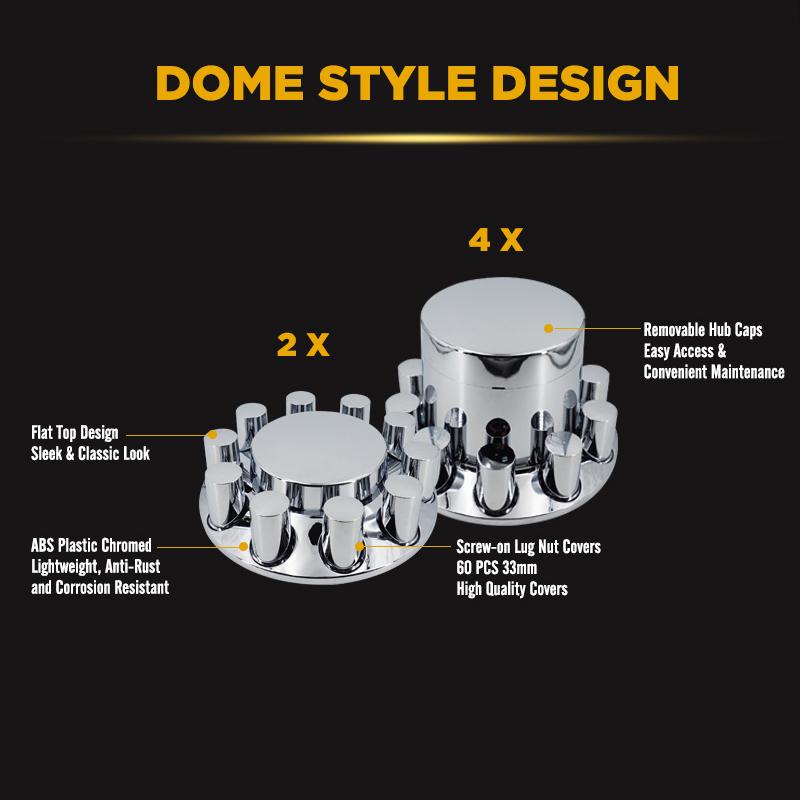 Chrome ABS Complete Axle Cover Set Flat Top Style