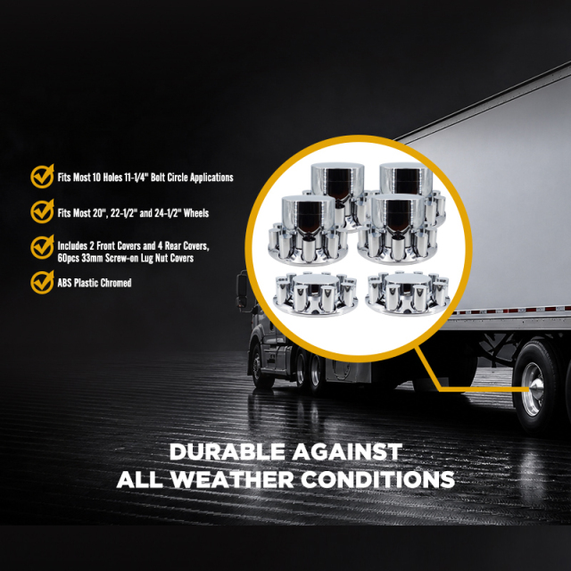 Chrome ABS Complete Axle Cover Set Flat Top Style