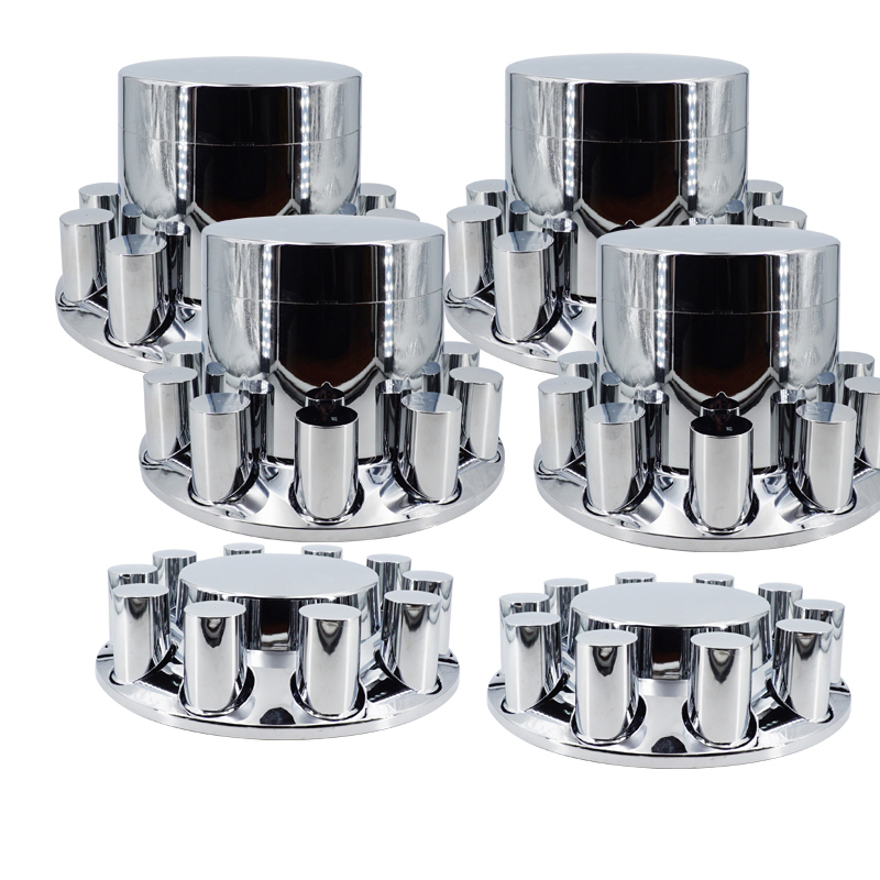 Chrome ABS Complete Axle Cover Set Flat Top Style