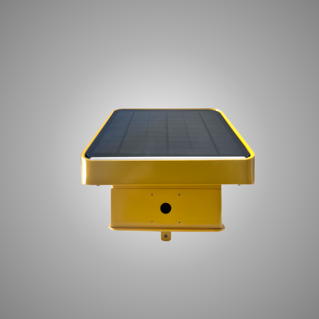 Close-up of the Smart Pipeline Sentinel's non-destructive mounting base and HD camera, supporting direct installation on top of natural gas pipeline marker posts.