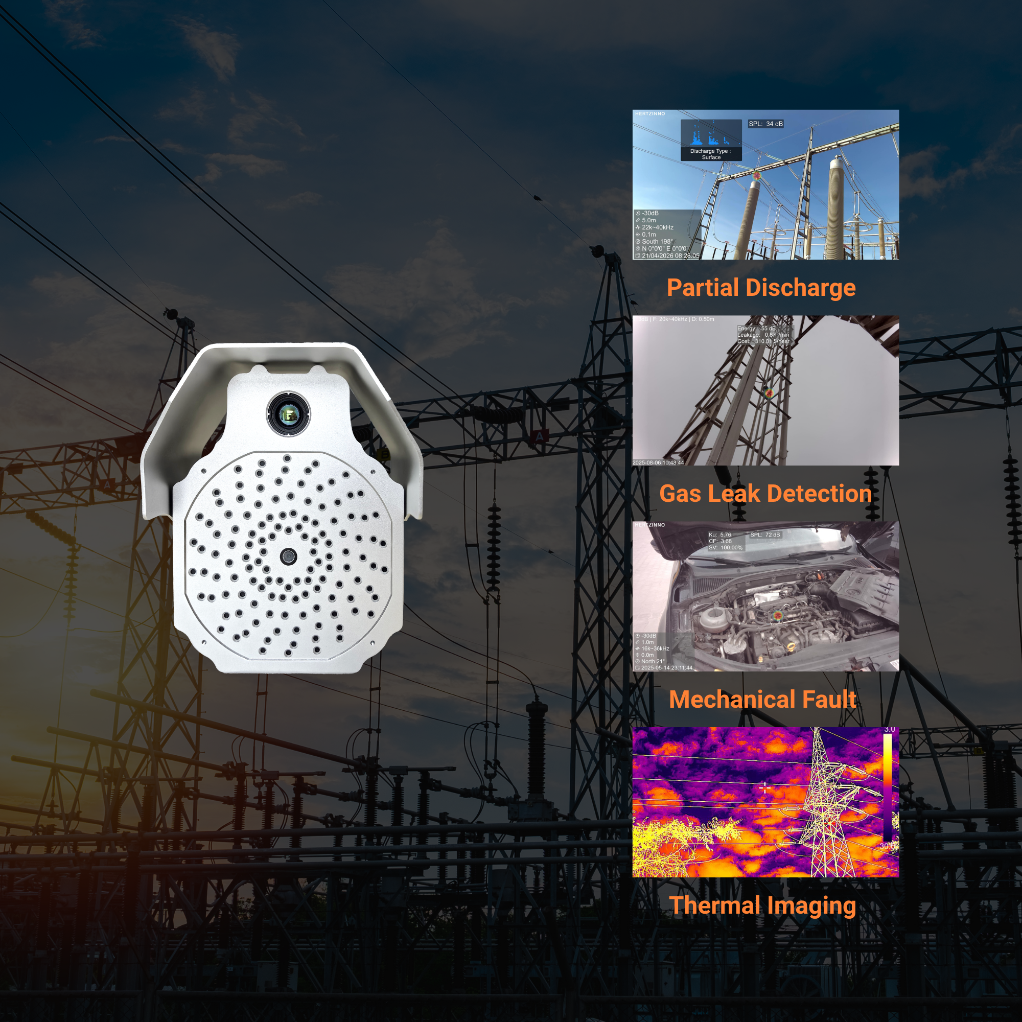 HZ-FA-371T acoustic thermal fusion image for industrial fault detection