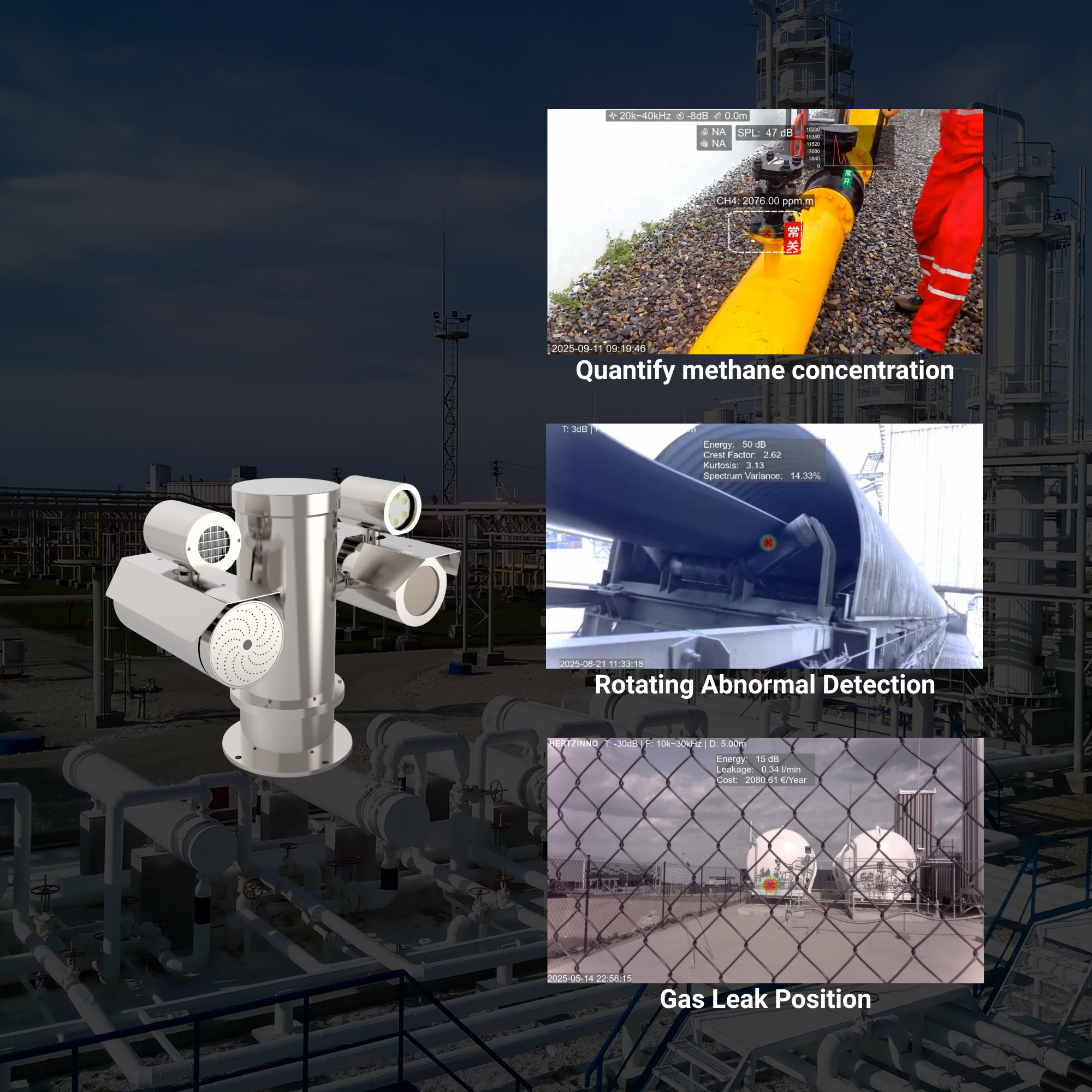 HZ-PA-3EX Acoustic & Laser Explosion-proof PTZ Camera,HERTZINNO,HZ-PA-3EX Acoustic & Methane Laser Ex Camera | HERTZINNO