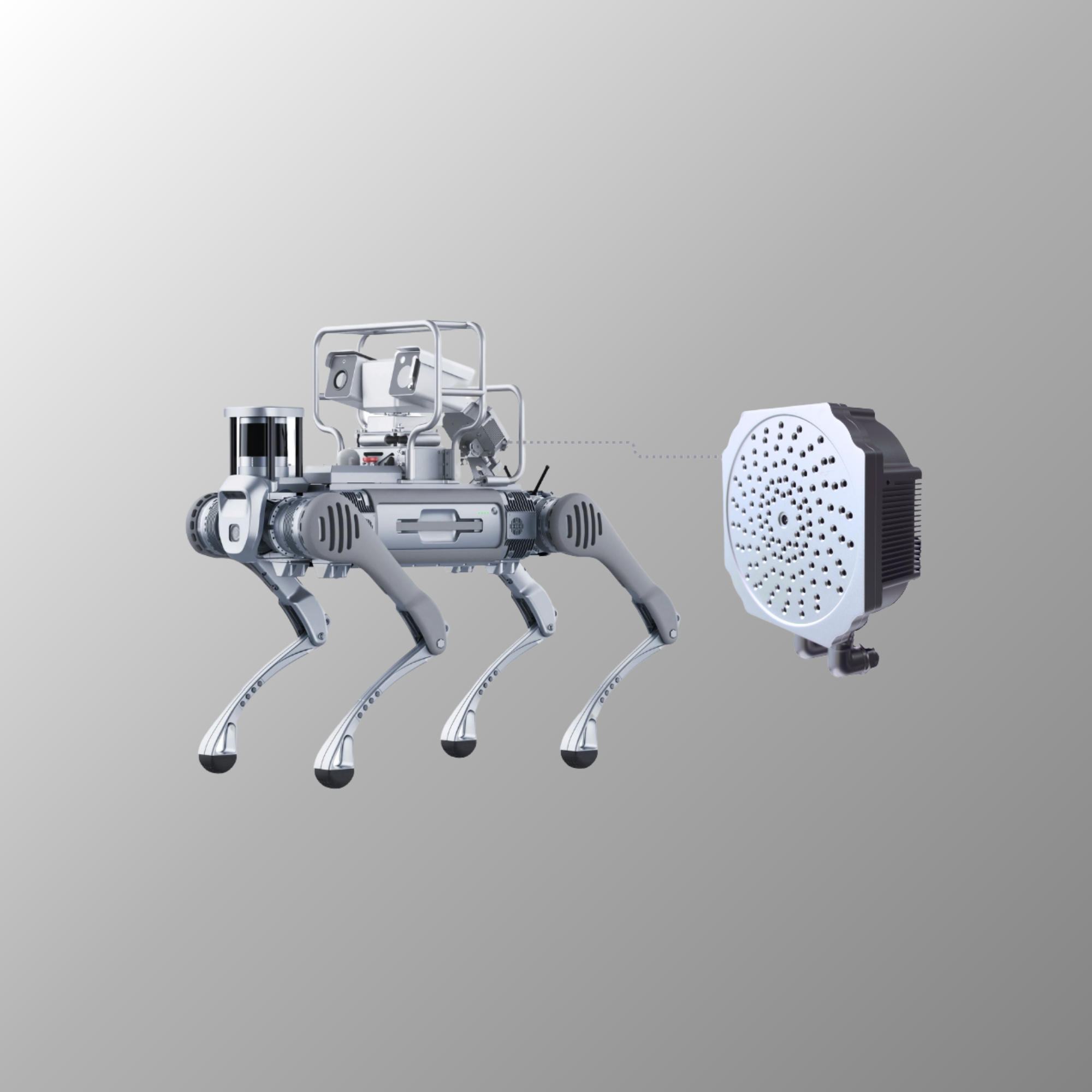 Fixed acoustic imaging camera mounted on an industrial inspection robot