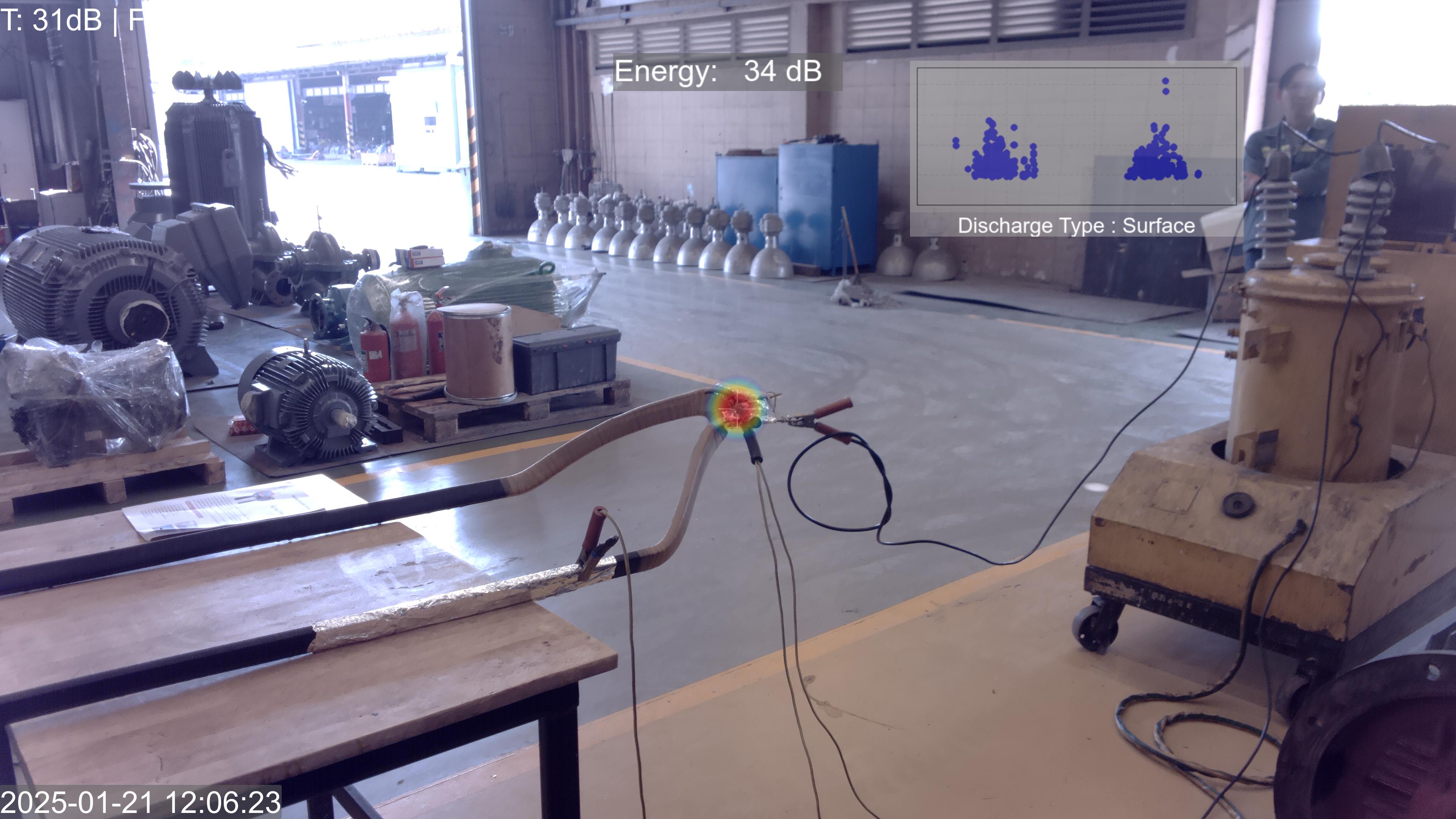 Surface discharge detected by hertzinno acoustic camera
