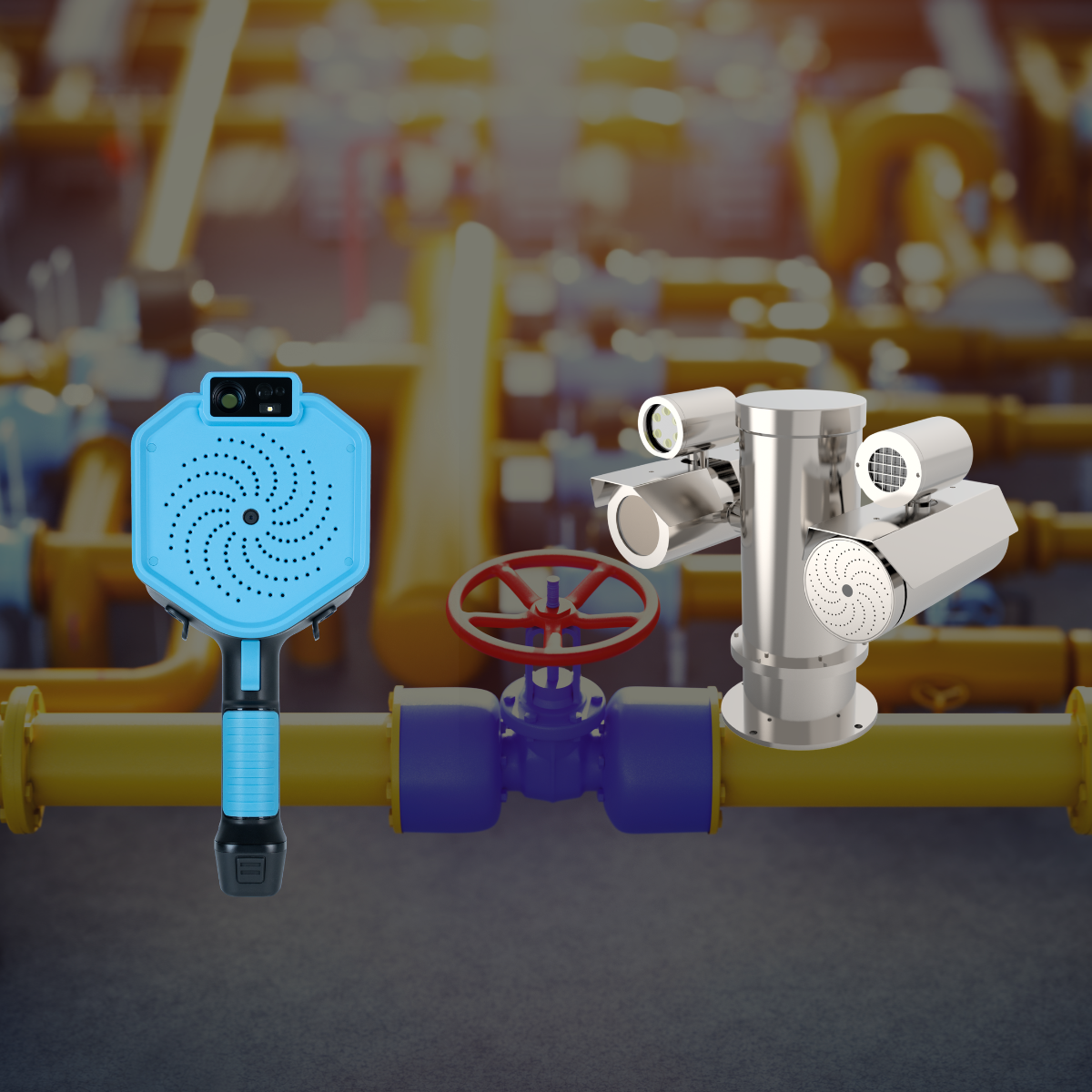 Acoustic camera and PTZ verification for pipeline station monitoring