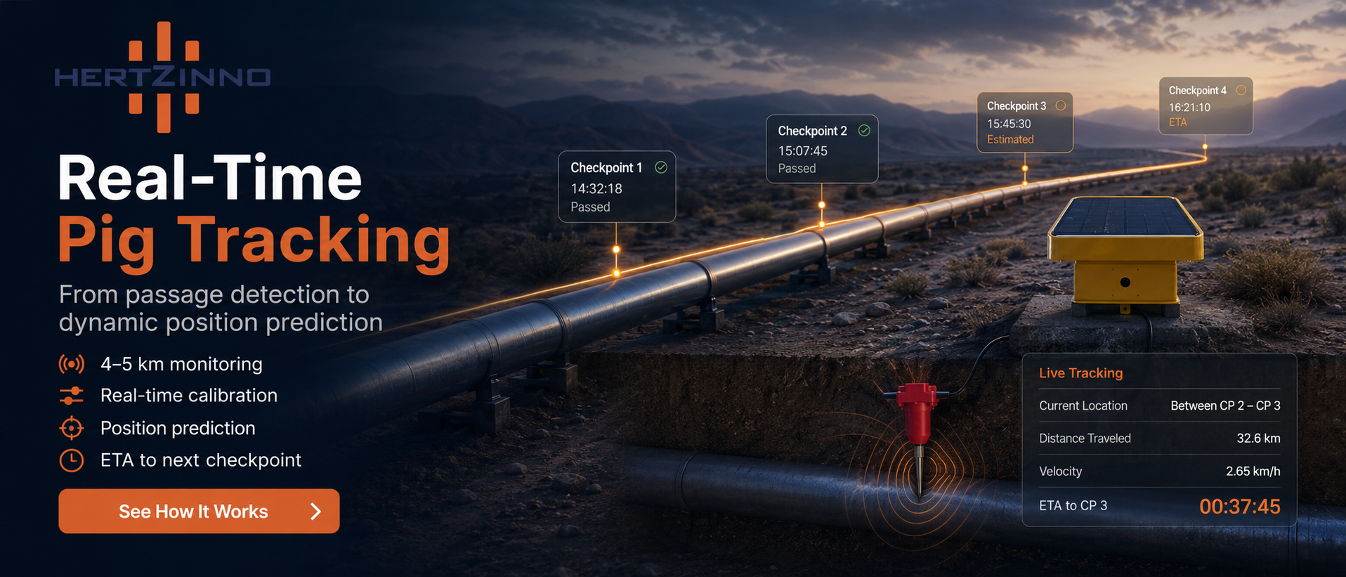 Remote long-distance oil and gas pipeline corridor monitored for unauthorized excavation
