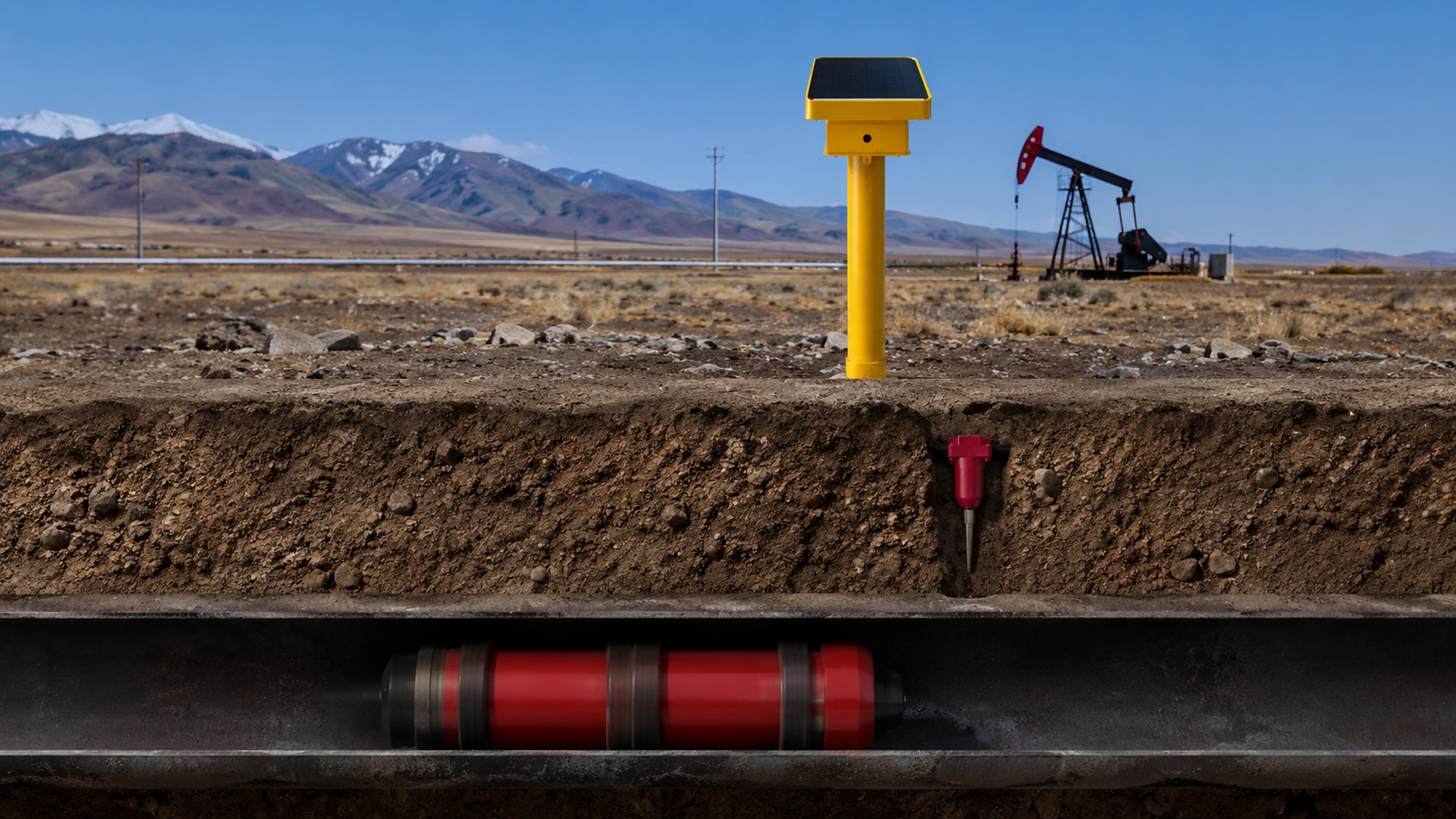 Cleaning pig passage monitored by a buried ground vibration sensor near an underground pipeline