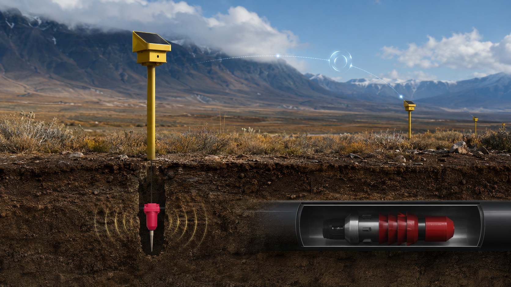 Long-distance oil and gas pipeline monitored by HERTZINNO pig tracking nodes