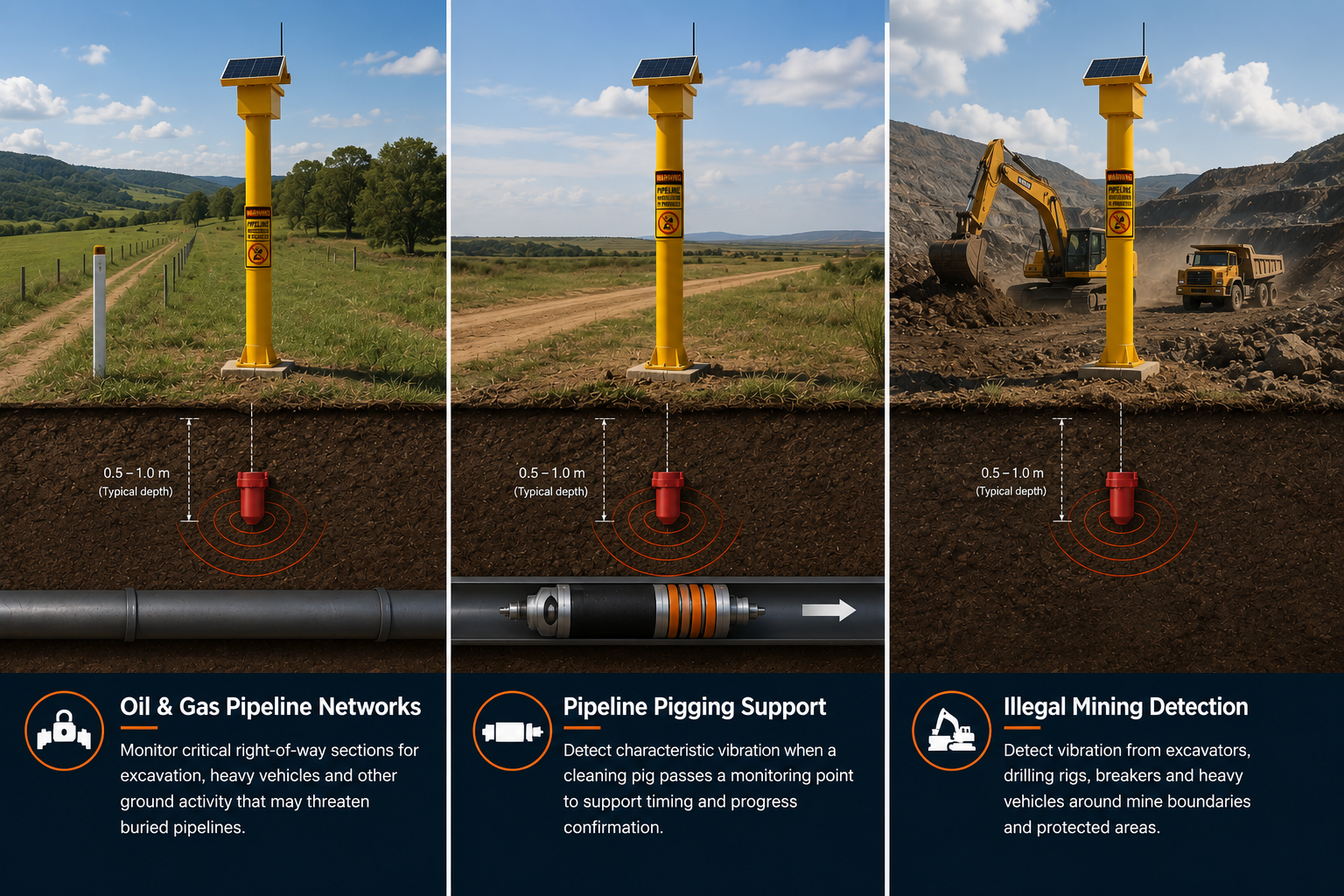 HZ-PS-20A intelligent ground activity monitoring solution for pipelines and mining sites