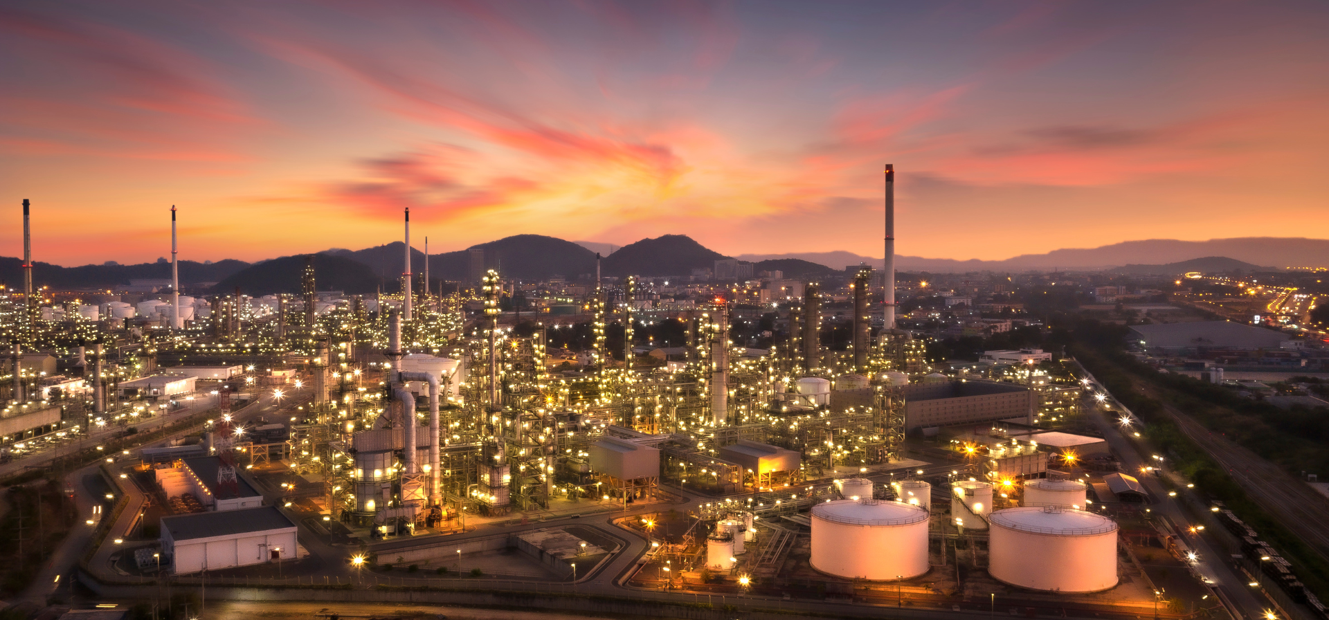 Oil and gas processing station with pipeline and valve equipment