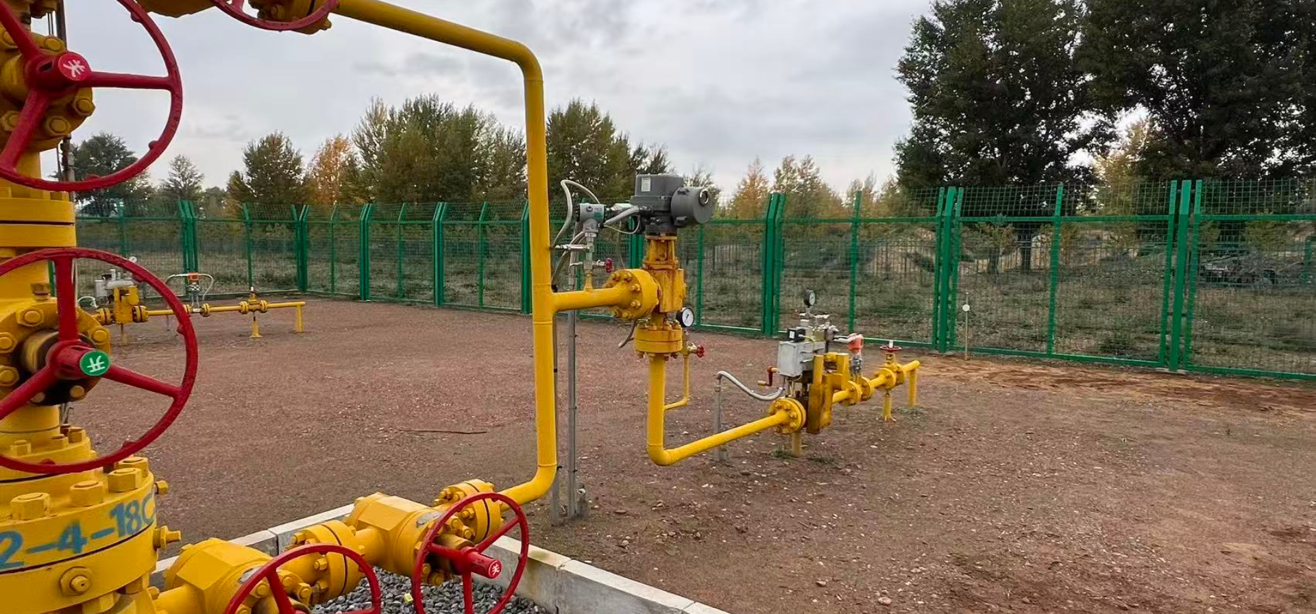 Gas wellhead and valve-group assets at an upstream operating site
