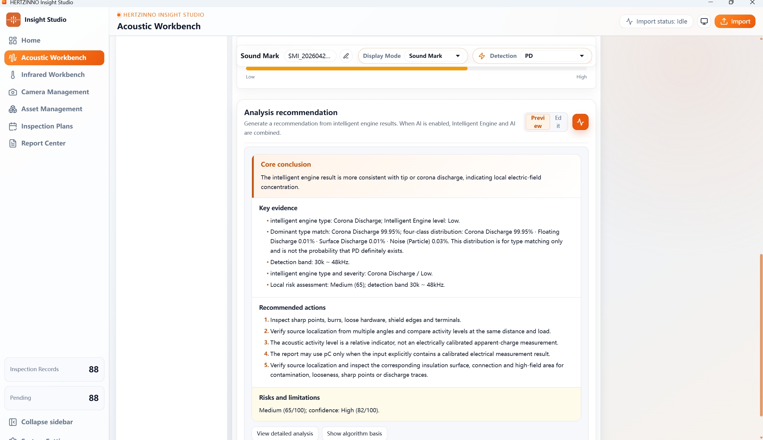 HERTZINNO Insight Studio multimodal AI software for acoustic imaging and power equipment inspection