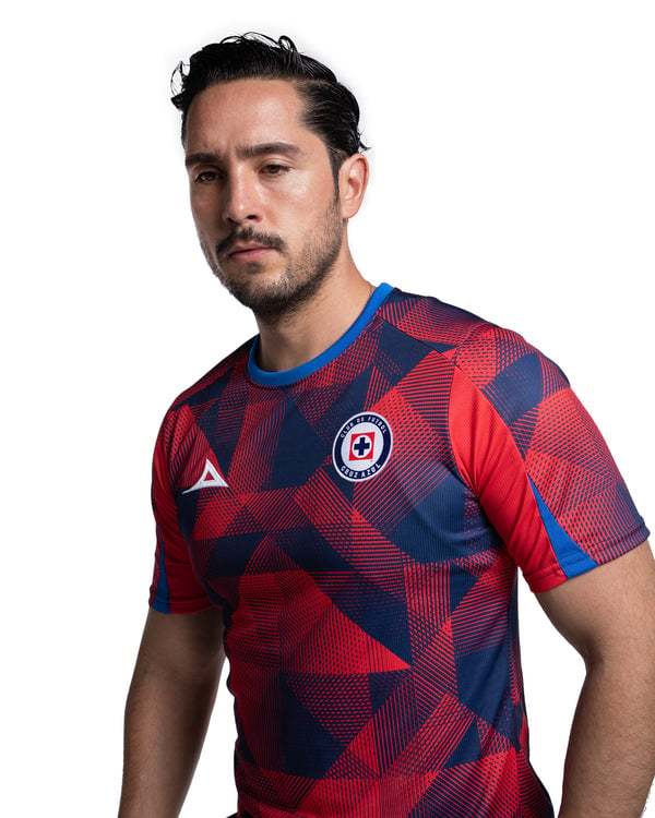 Kid's Cruz Azul 2025/26 Third Warm Up Shirt - Red/Navy