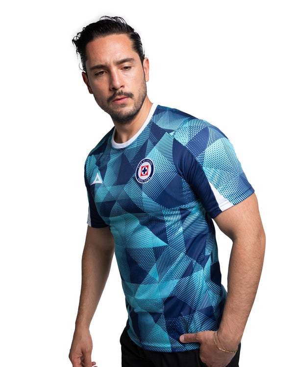 Kid's Cruz Azul 2025/26 Third Warm Up Shirt - Turquoise/Navy