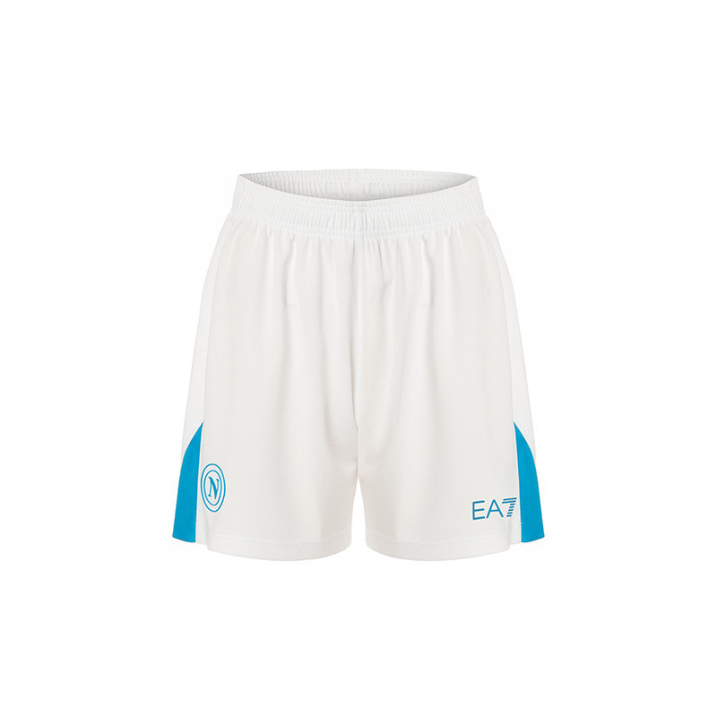 Kid's Napoli 2024/25 Home Shorts - White/Sky Blue