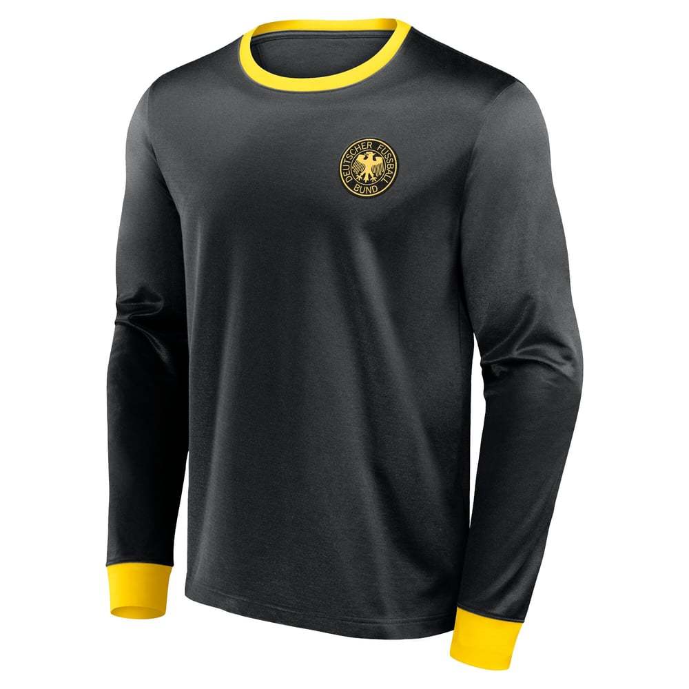 Men's Germany 1974 Home Retro Long Sleeve Shirt - Black
