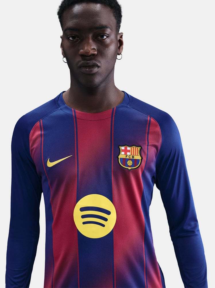 Kid's FC Barcelona 2025/26 Home Long Sleeve UCL Shirt
