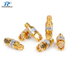 Gold Bidirectional 2W SMA Attenuator male to female 6GHz 8GHz 12GHz 18GHz 1dB 2dB 3dB 4dB 5dB 6dB 7dB 8dB 9dB 10dB 15dB 20dB 30dB 40dB 50ohm