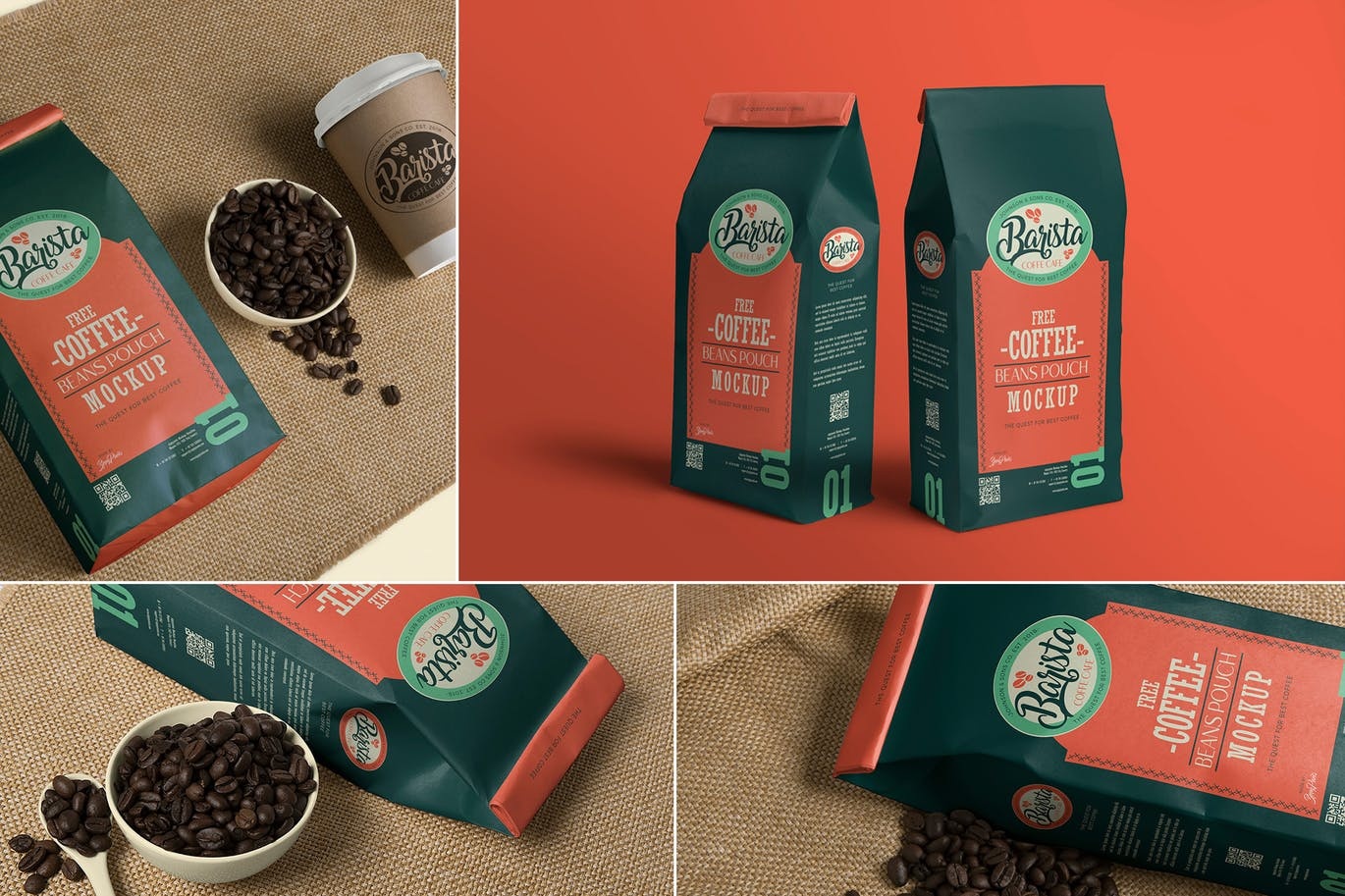 White kraft paper printed color coffee packaging bag