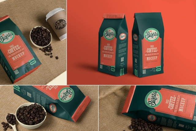 White kraft paper printed color coffee packaging bag