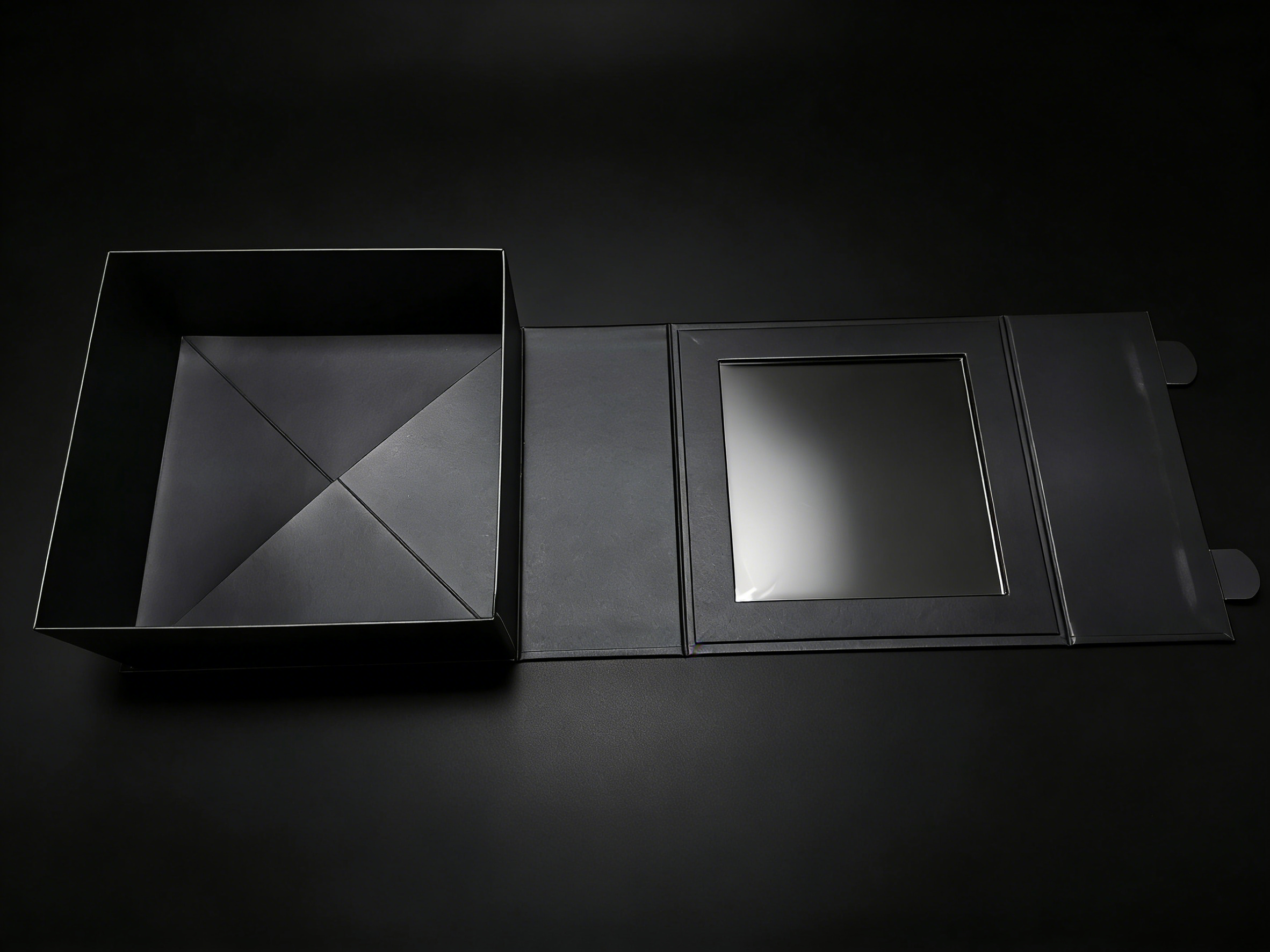 Black Magnetic Rigid Folding Box, custom folding box/folding gift box,Black Rigid Folding Box Magnetic for Luxury Gift Apparel Packaging