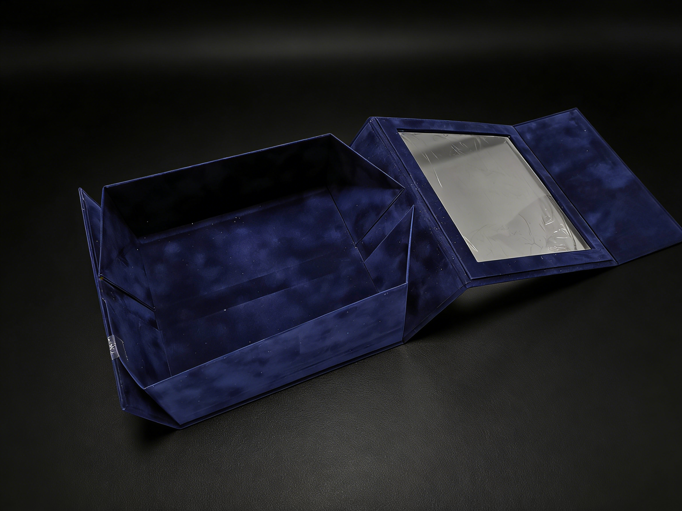 FSC Blue Velvet Folding Box, custom folding box/folding gift box,FSC Blue Velvet Folding Box Magnetic for Luxury Jewelry Packaging