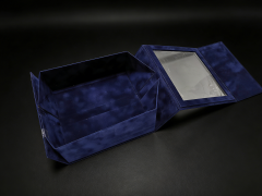 FSC Blue Velvet Folding Box, custom folding box/folding gift box,FSC Blue Velvet Folding Box Magnetic for Luxury Jewelry Packaging