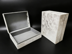 Gray White Leather Gift Box Big Gift Box,Gray White Double Door Gift Box With Velvet For Key & Luxury Gifting