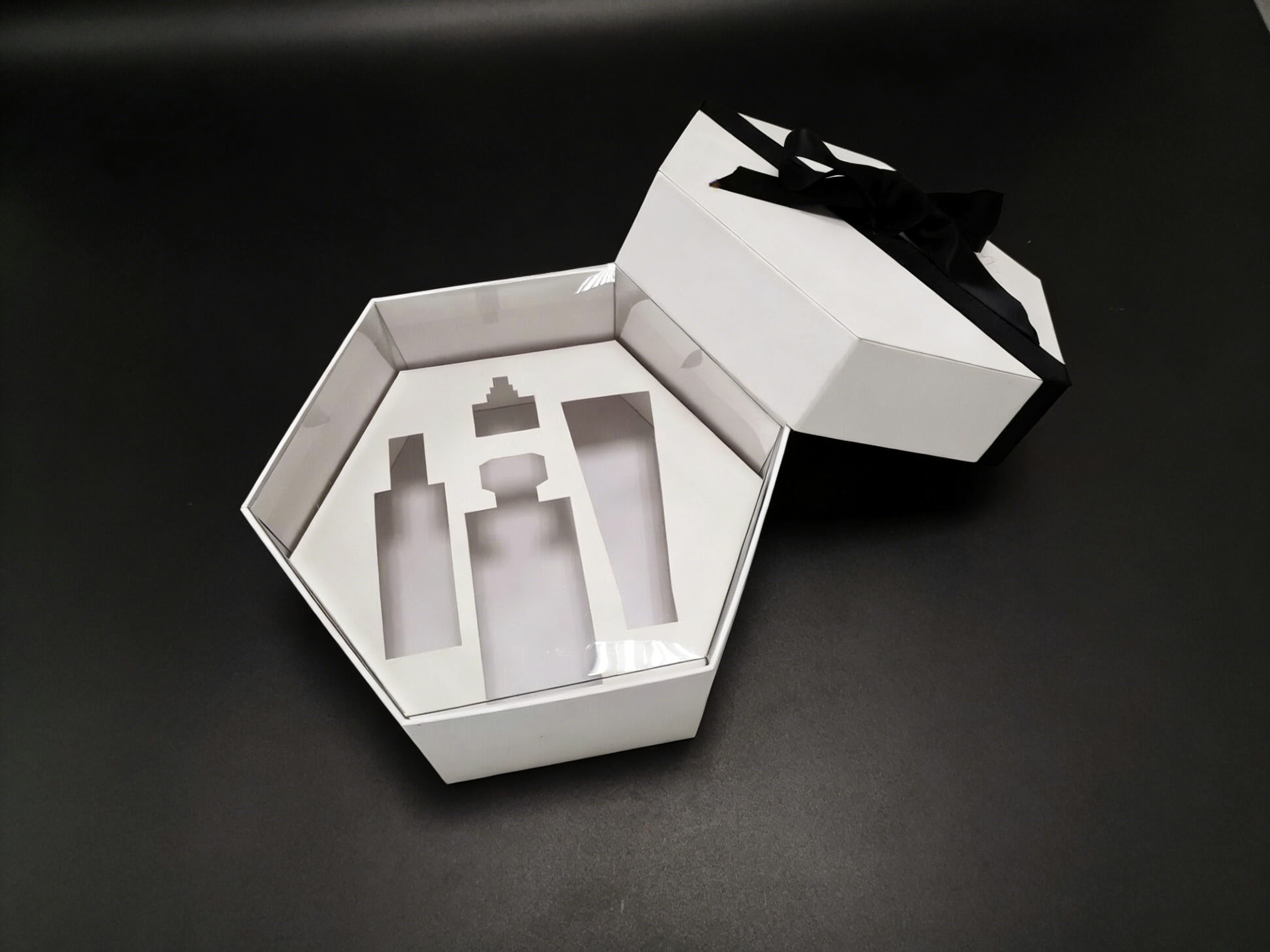 Hexagonal Bow Gift Box Custom Gift Box,Custom Hexagonal Bow Gift Box Top & Lid CMYK Printing Bulk Packaging