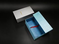 Neutral Special Paper Gift Box Grey Blue Gift Box,FSC Special Paper Gift Box Book Type Grey Blue Custom Packaging Bulk