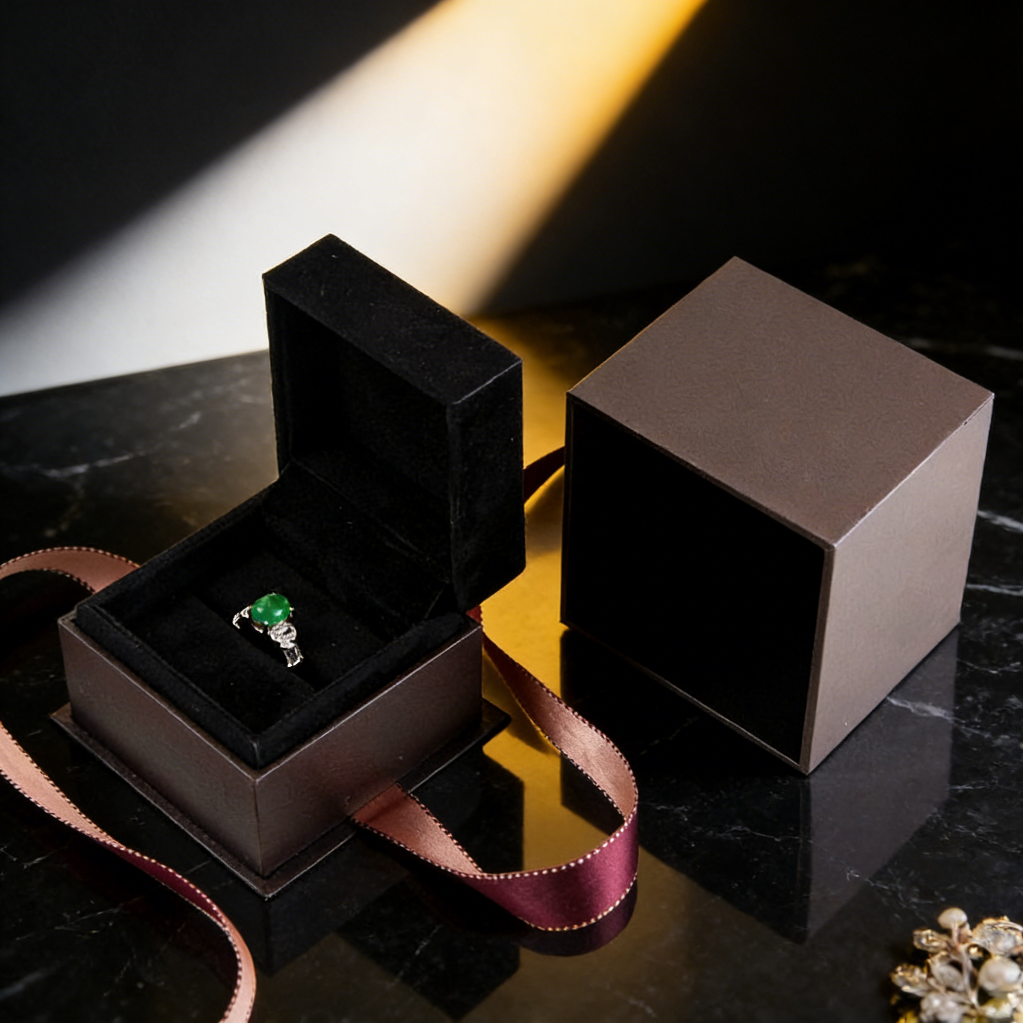 Elegant Soft touch paper jewelry box - personalized jewelry box,Brown Plastic jewelry box - Dust-proof jewelry gift box for B2B Bulk Purchase