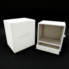 Boîte à bijoux de présentation en cuir PU blanc,