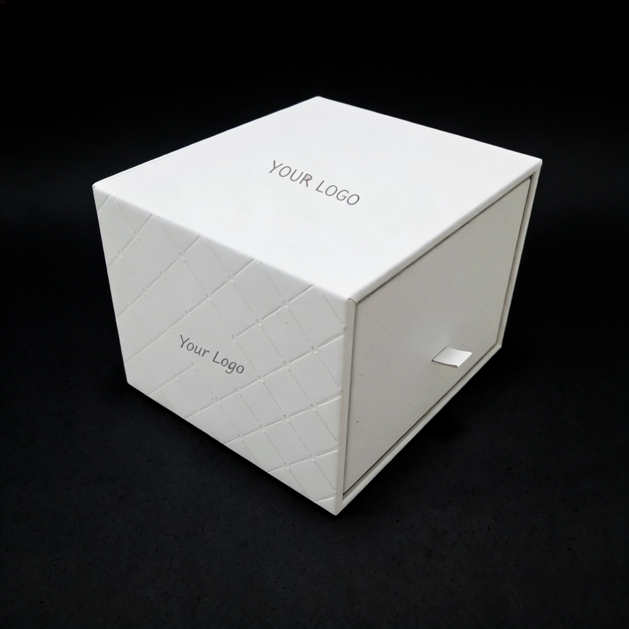 Boîte à bijoux de présentation en cuir PU blanc,