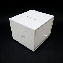 Boîte à bijoux de présentation en cuir PU blanc,