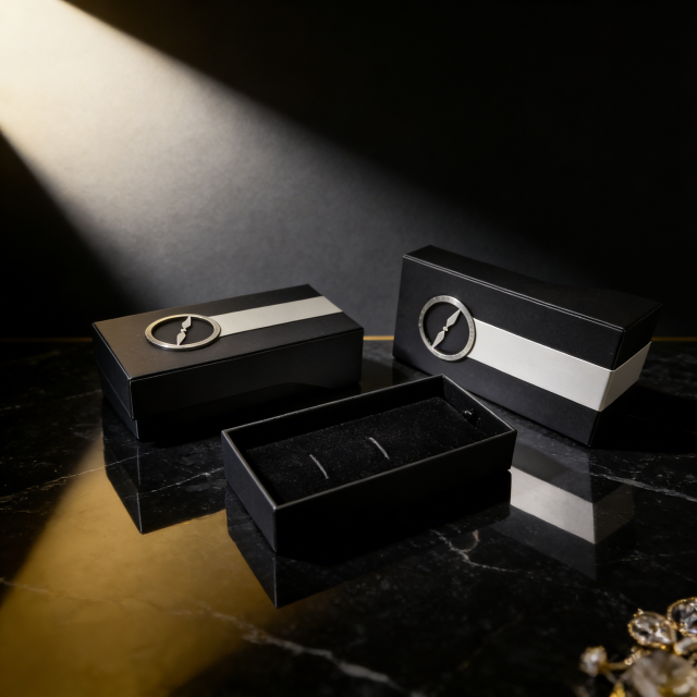 2-Piece Watch Box with Leather Strap & Steel Ring,2-Piece Watch Box with Leather Strap and Steel Ring