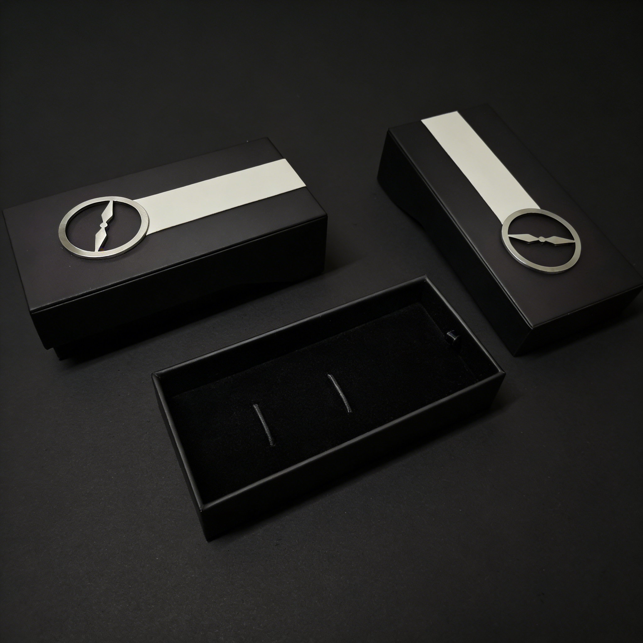 2-Piece Watch Box with Leather Strap & Steel Ring,2-Piece Watch Box with Leather Strap and Steel Ring