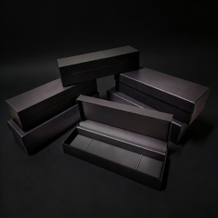 Boîte à montre longue simple en plastique noir, très populaire, personnalisable avec logo, emballage cadeau pour montre.,Boîte à montre longue simple en plastique noir, personnalisable avec logo, très demandée (KA MEI).