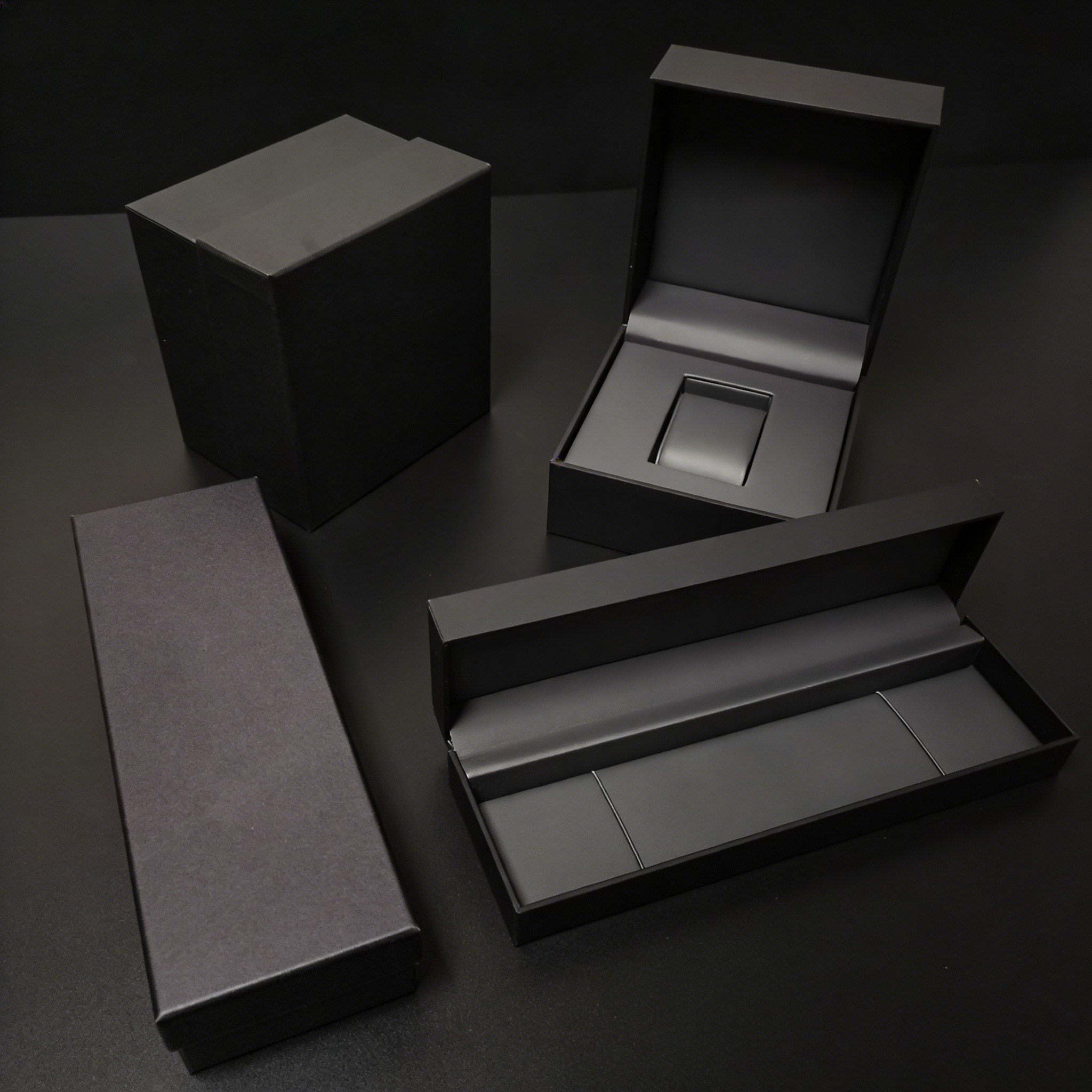 Boîte à montre longue simple en plastique noir, très populaire, personnalisable avec logo, emballage cadeau pour montre.,Boîte à montre longue simple en plastique noir, personnalisable avec logo, très demandée (KA MEI).