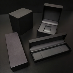 Boîte à montre longue simple en plastique noir, très populaire, personnalisable avec logo, emballage cadeau pour montre.,Boîte à montre longue simple en plastique noir, personnalisable avec logo, très demandée (KA MEI).