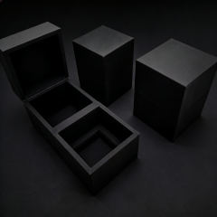 FSC Black Soft Touch Paper Clamshell Box for Perfume with EVA Lining - Custom Glossy Finish,FSC Black Soft Touch Paper Clamshell Perfume Box with EVA Lining