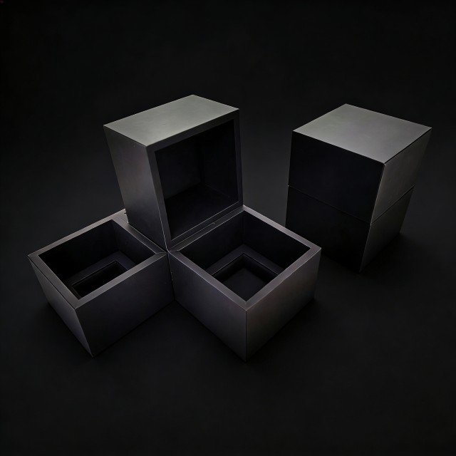 FSC Black Soft Touch Paper Clamshell Box for Perfume with EVA Lining - Custom Glossy Finish,FSC Black Soft Touch Paper Clamshell Perfume Box with EVA Lining