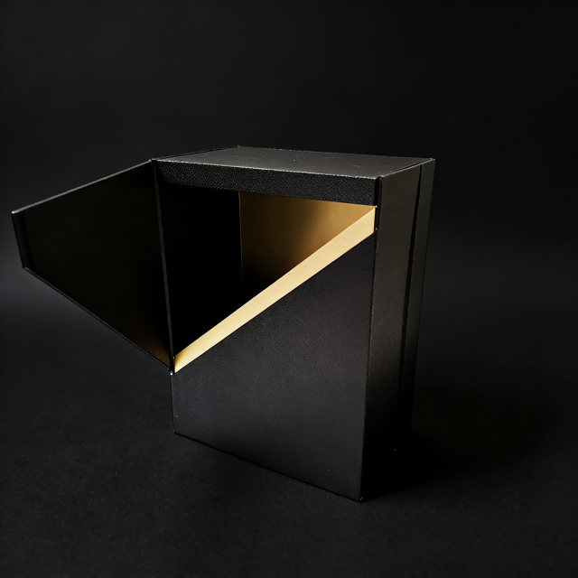 Double-Door Black Texture Paper,Cardboard Wine Box, custom wine box,Double-Door Black Texture Paper, Cardboard Wine Box - Durable Protectiv for Wine Packaging