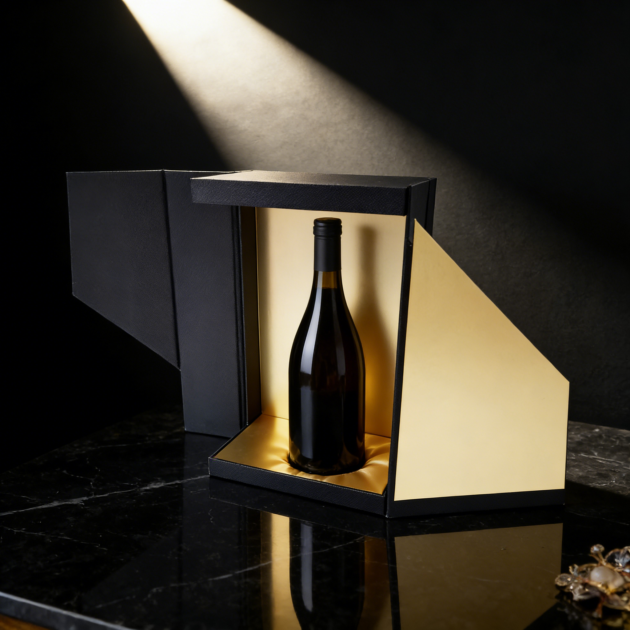 Double-Door Black Texture Paper,Cardboard Wine Box, custom wine box,Double-Door Black Texture Paper, Cardboard Wine Box - Durable Protectiv for Wine Packaging