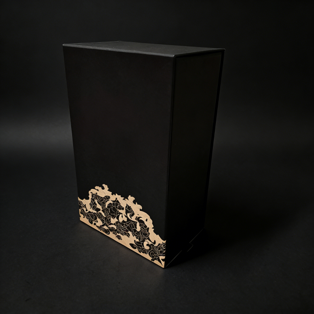Premium Black Special Texture Paper,Cardboard Wine Box, custom wine box,Double-Door Black Special Texture Paper, C Wine Box - Durable Protectiv for Wine Packaging